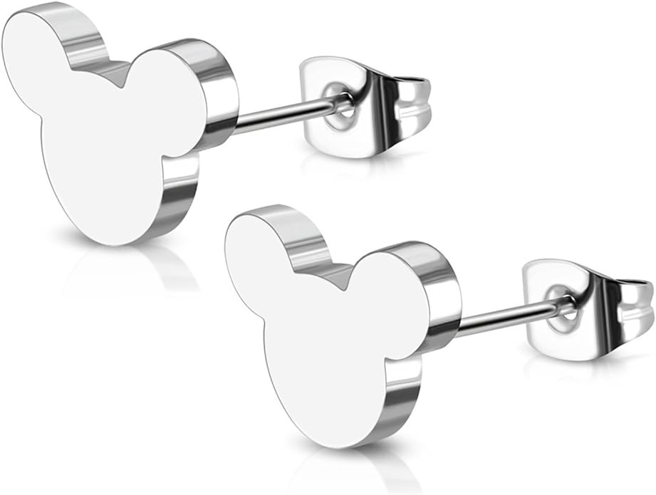 Stainless Steel Tiny Mouse Silhouette Button Stud Post Earrings | Amazon (US)