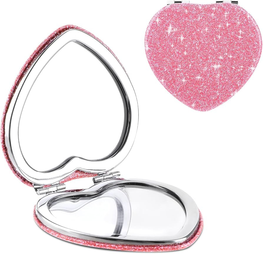 Dimeho Compact Folding Mirror Heart Shaped Magnifying Mini Vanity Mirror Portable Travel Makeup M... | Amazon (US)