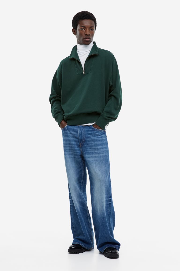 Loose Fit Half-zip Sweatshirt - Dark green - Men | H&M US | H&M (US + CA)