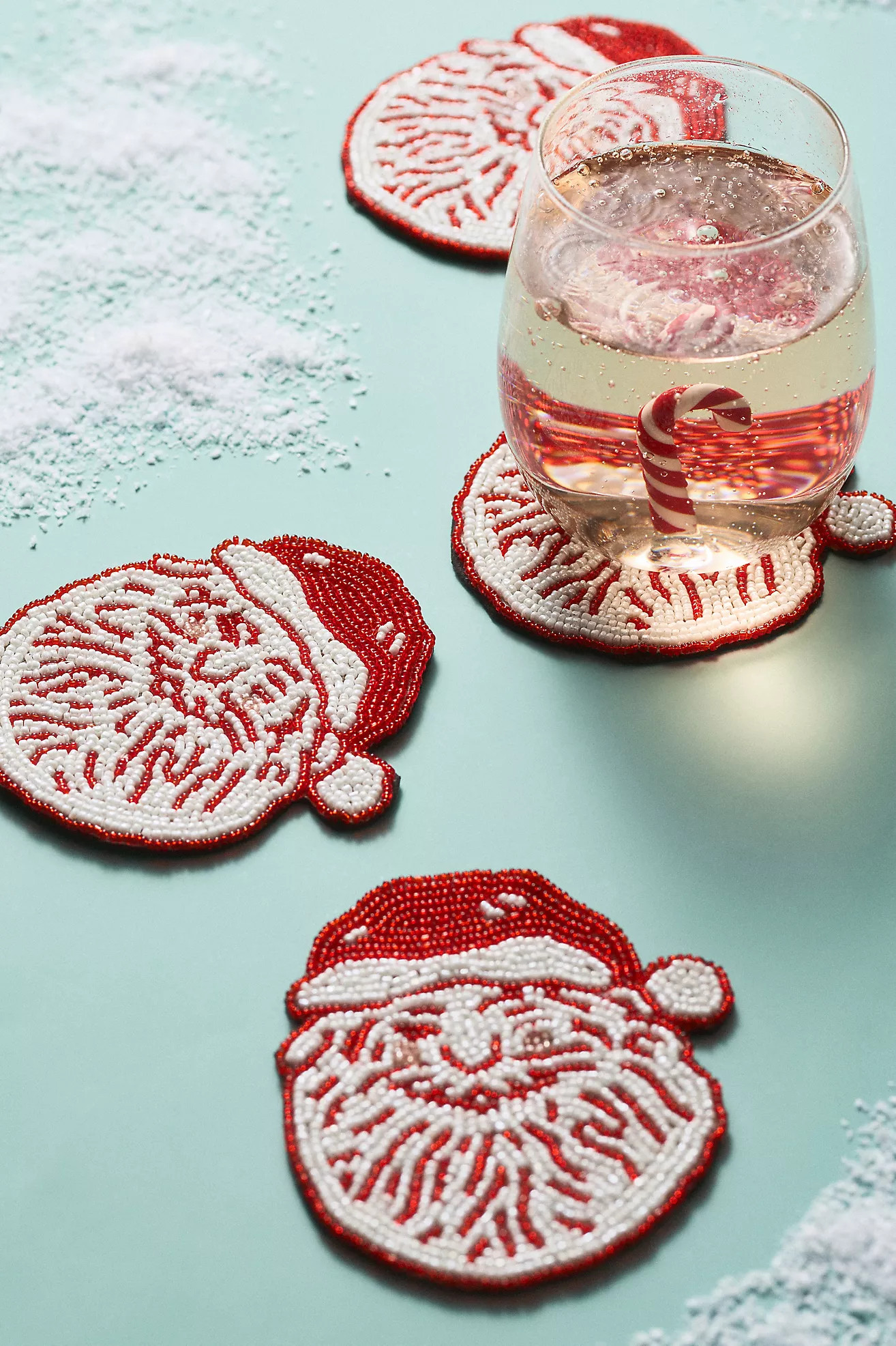 Beaded Santa Coasters, Set of 4 | Anthropologie (US)