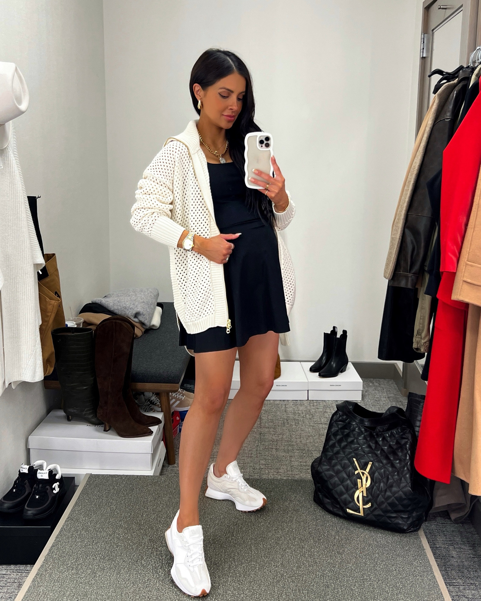 Nordstrom anniversary sale outfit / NSALE style picks
Varley open knit bomber jacket
Spanx mini dress 
New balance 327 sneakers 

#LTKFindsUnder100 #LTKxNSale #LTKActive