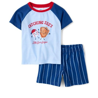 The Children's Place Toddler Boys Short Raglan Sleeve Baseball Pajamas Blue 4T | Target