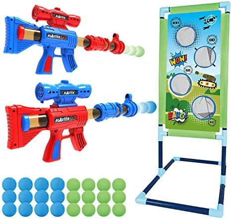 Springflower Shooting Game Toy for 5 6 7 8 9 10+ Years Olds Boys,2pk Foam Ball Popper Air Toy Guns w | Amazon (US)