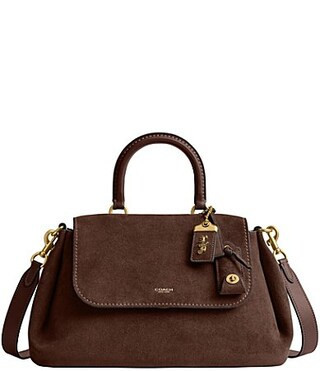 COACH Suede Slouchy Rogue Top Handle Satchel Bag - Dark Chocolate | Dillard's