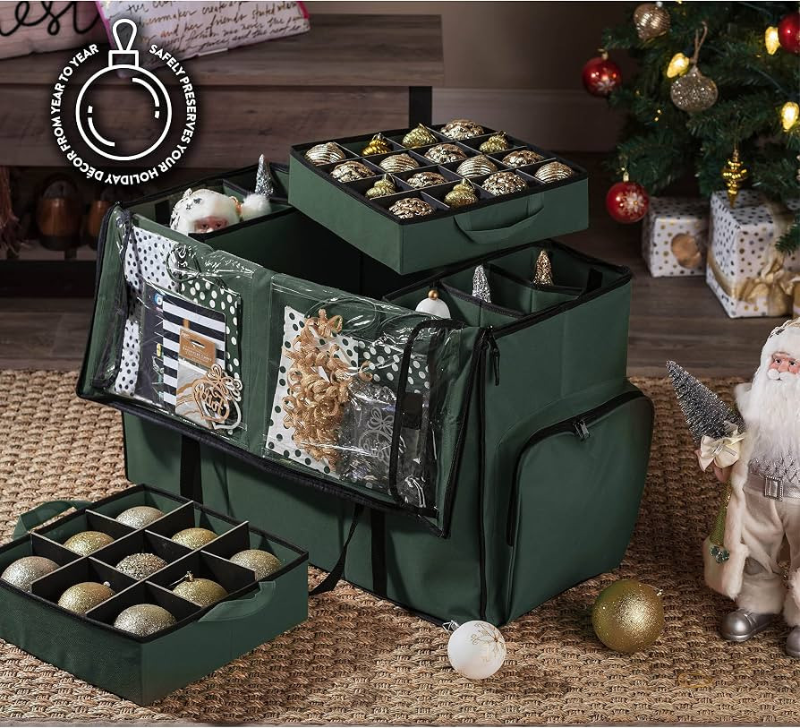 Zober Super Rigid 2-in-1 Christmas Ornament Storage Box & Xmas Figurine Container - Easy Access R... | Amazon (US)