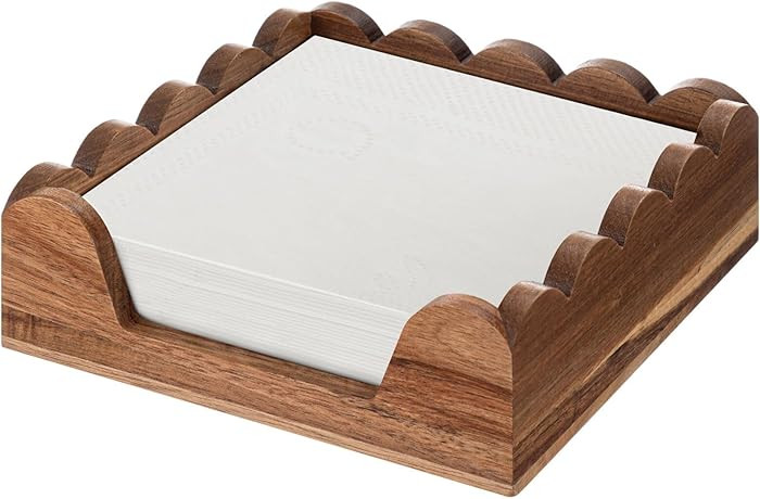 AceOrbit Scalloped Guest Napkin Holder Wooden Guest Towel Holder Tray for Bathroom Disposable Han... | Amazon (US)