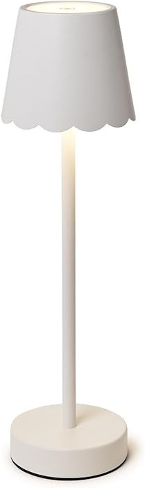 Two's Company Scalloped Edge Shade LED Cordless Table Lamp, 14.5-Inch, White | Amazon (US)