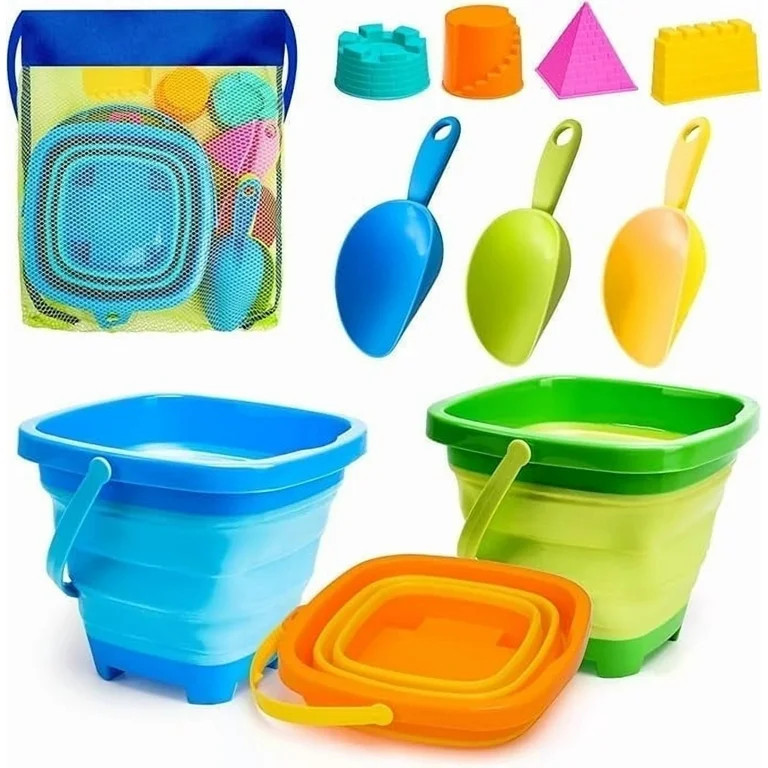 AuntyFey Collapsible Beach Toys Sand Toys for Kids Toddlers, Collapsible Beach Sand Buckets Toys,... | Walmart (US)