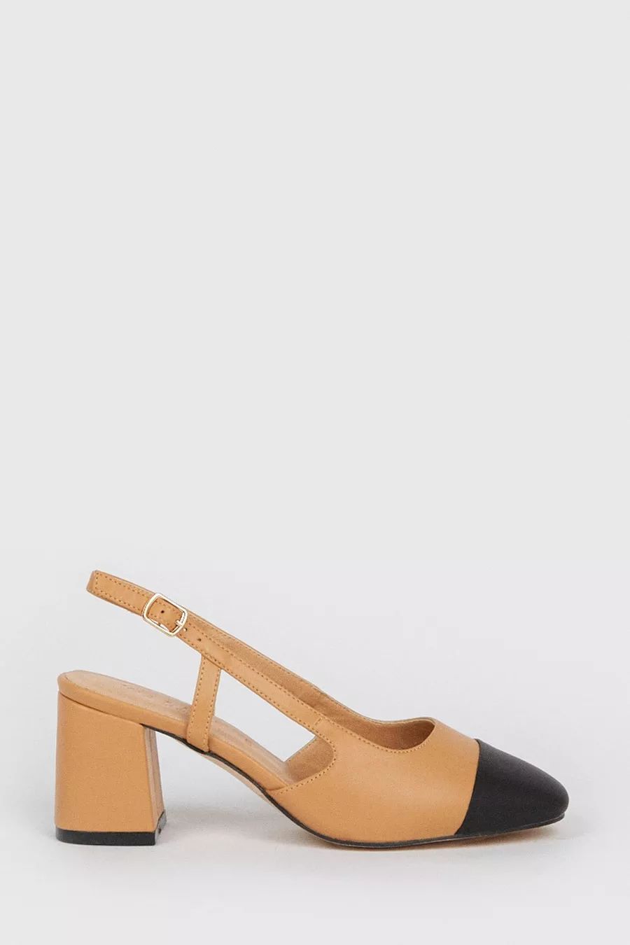 Wide Fit Estelle Toe Cap Detail Court Shoes | Wallis UK