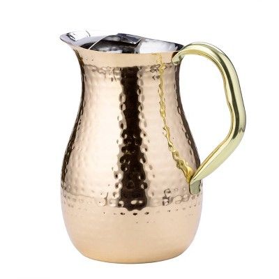 Old Dutch 2.3qt Stainless Steel Hammered Beverage Pitcher with Ice Guard Copper | Target