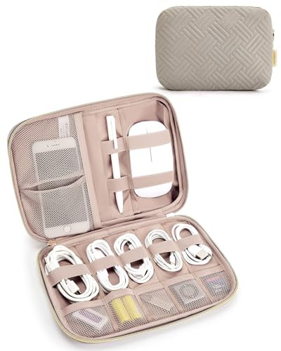 BAGSMART Electronics Organizer Travel Case, Cable SD Card Phone Accessories Organizer Bag for Women Travel Essentials, Warm Grey | Amazon (US)