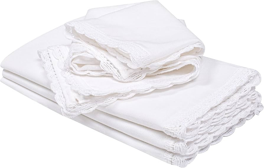 Cotton Cloth Dinner Napkins Oversized 20x20-Cotton Flax Fabric with Lace & Tailored with Mitered ... | Amazon (US)