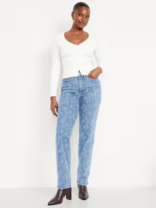 Curvy High-Waisted OG Loose Textured Jeans | Old Navy (US)