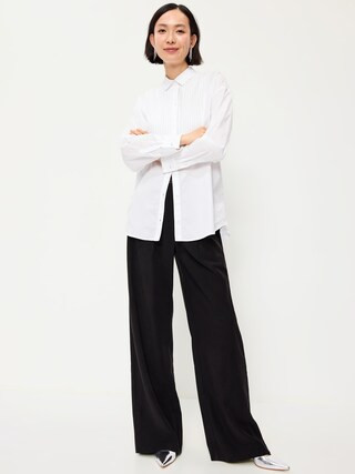 Oversized Button-Down Tuxedo Shirt | Old Navy (US)