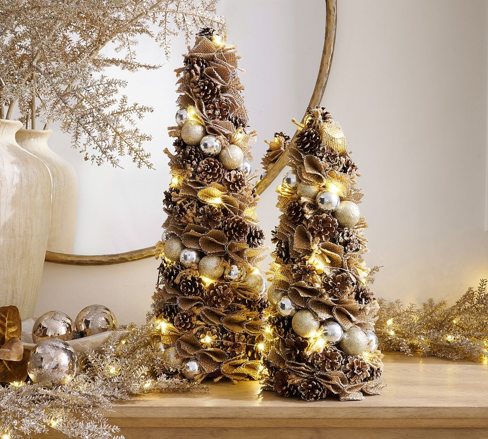 Lit Burlap Pinecone Tree | Pottery Barn (US)