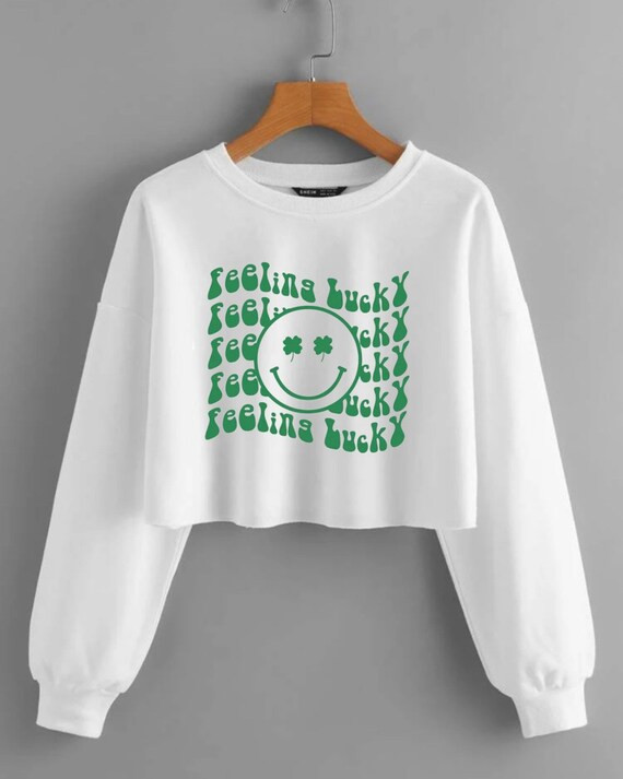 Feeling Lucky Cropped Sweatshirts | Etsy | Etsy (US)