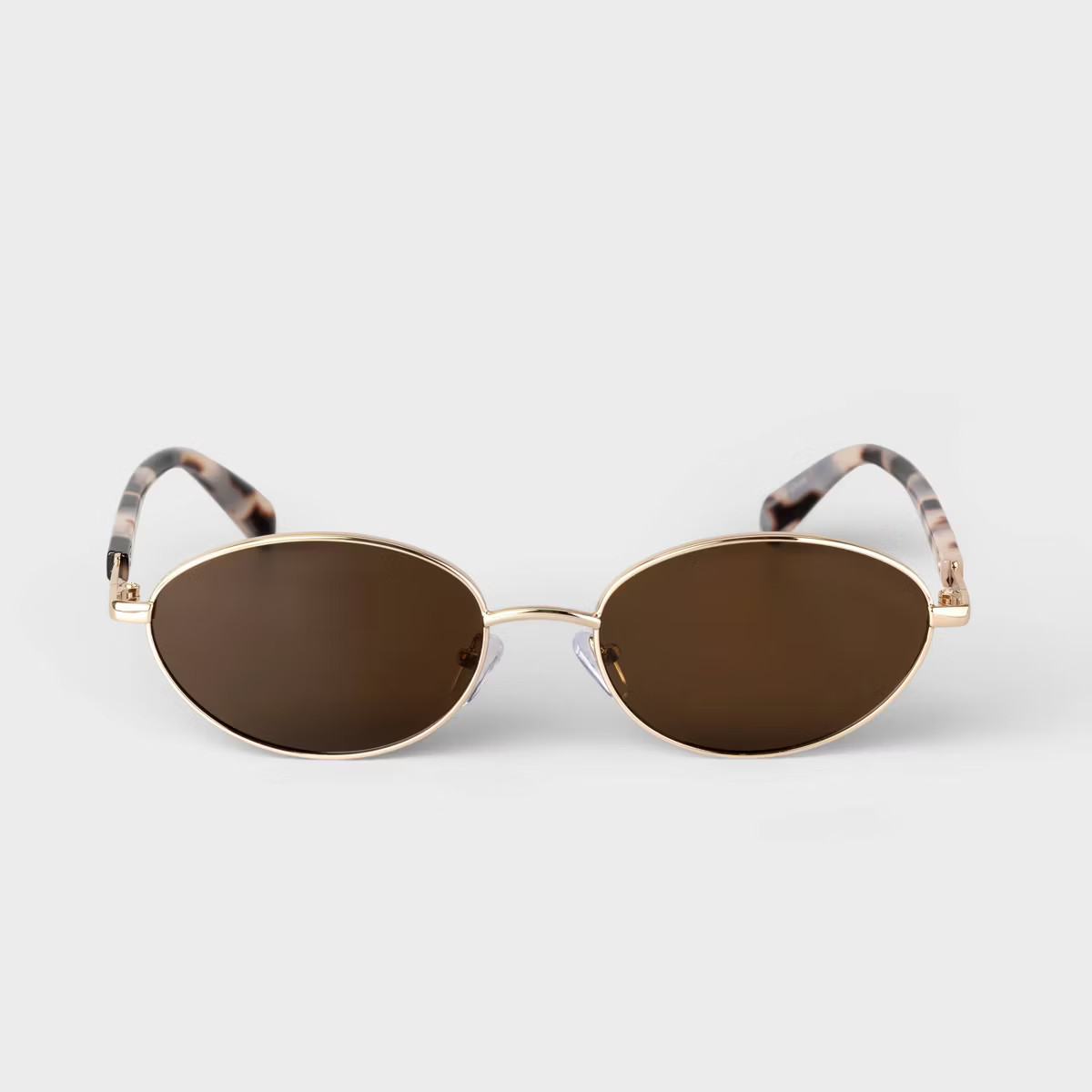 Women's Metal Oval Cateye Tortoise Temple Sunglasses - A New Day™ Brown | Target