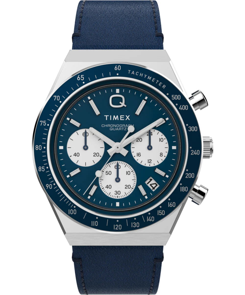 Q Timex Chronograph 40mm Leather Strap Watch | Timex