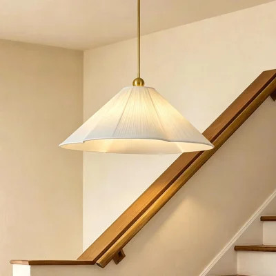 31.5'' Dimmable Oversized Pendant Light with White Pleated Fabric Shade | Wayfair North America