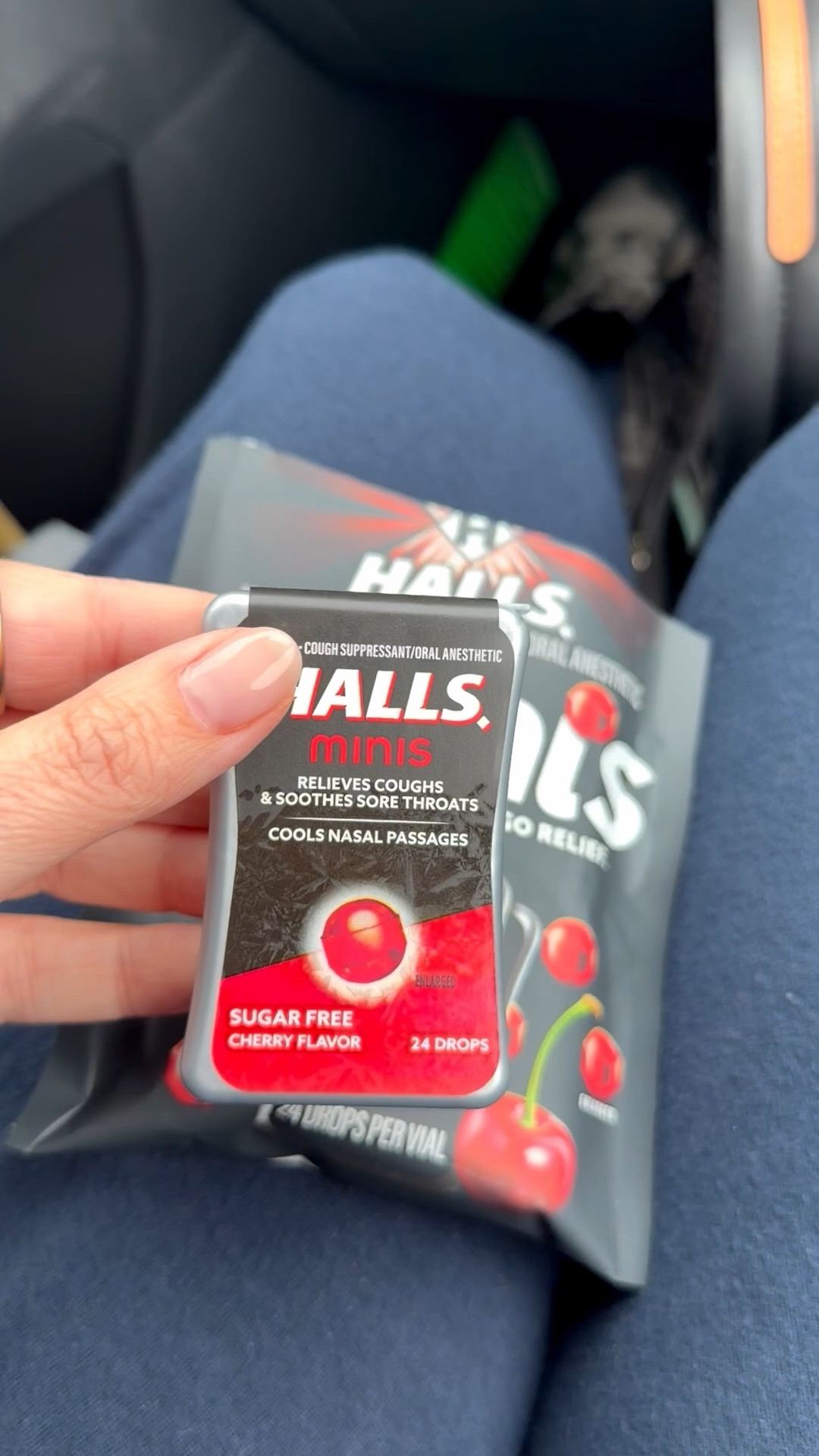 These are the best cough drops because they are so portable and easy to carry around - plus no wrappers! I've tried so many cough drops and always come back to Halls  