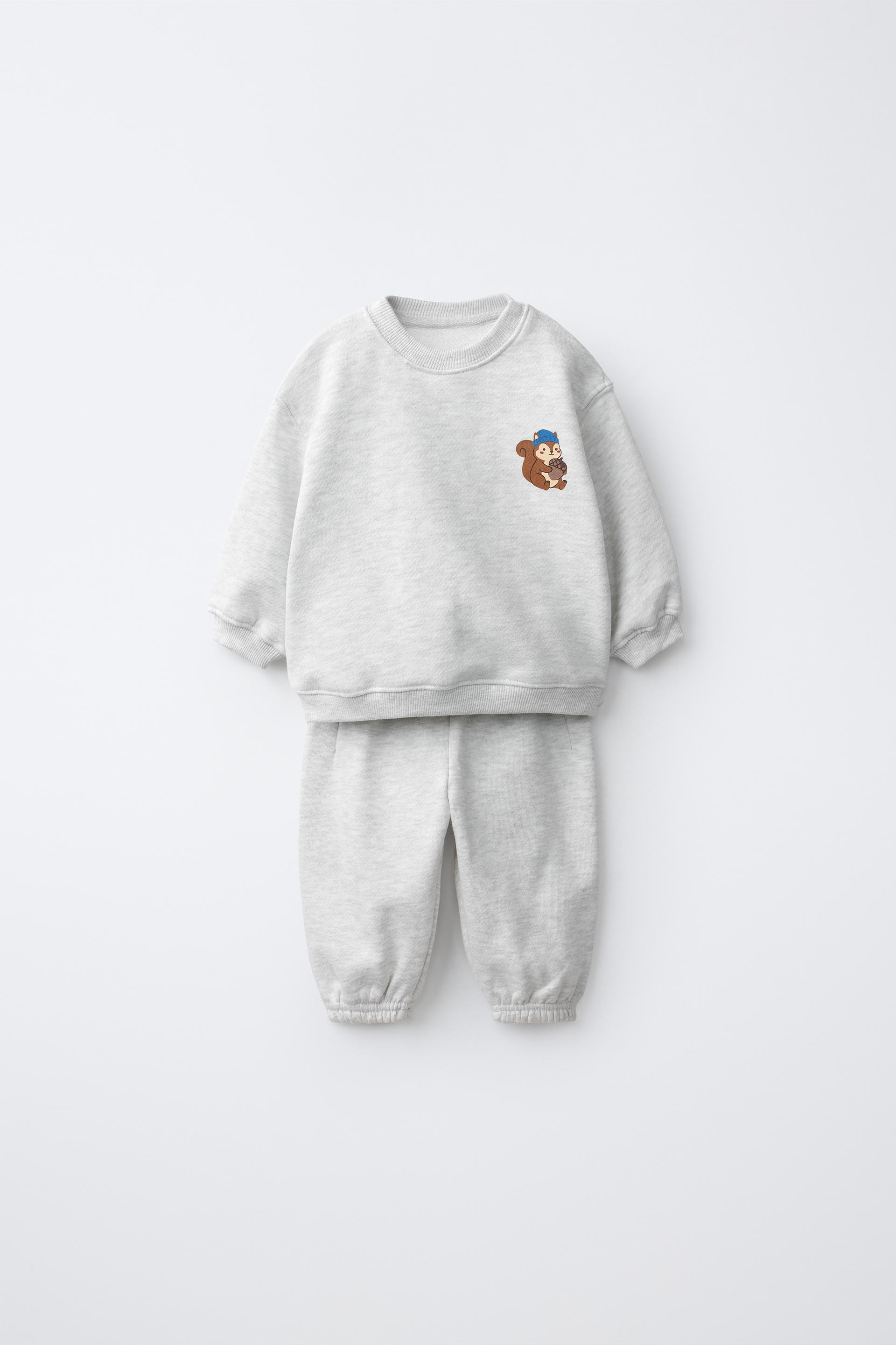 Zara - Bear Sweatshirt And Pants Set - Brown - 3-6 Months (26,8 Inches) - Kids | Zara US