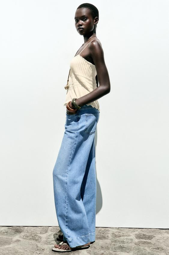 Z1975 HIGH RISE WIDE LEG BUTTON JEANS | Zara US