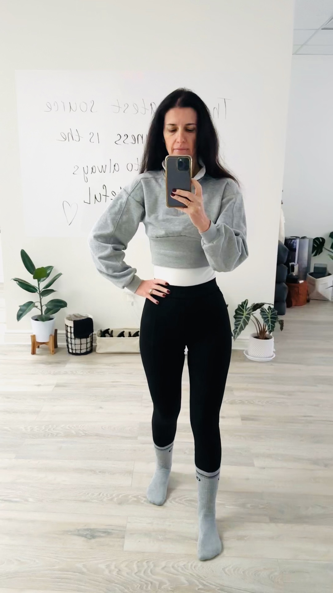 Feeling very cozy with this cropped sweat top and best soft!! socks after Pilates work out.

#LTKMostLoved #LTKstyletip #LTKfitness