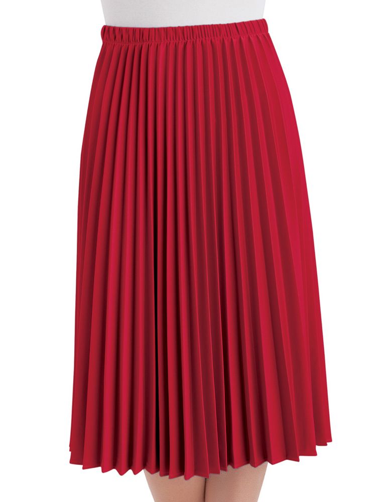 Classic Pleated Mid-Length Jersey Knit Midi Skirt with Comfortable Elastic Waistband | Walmart (US)