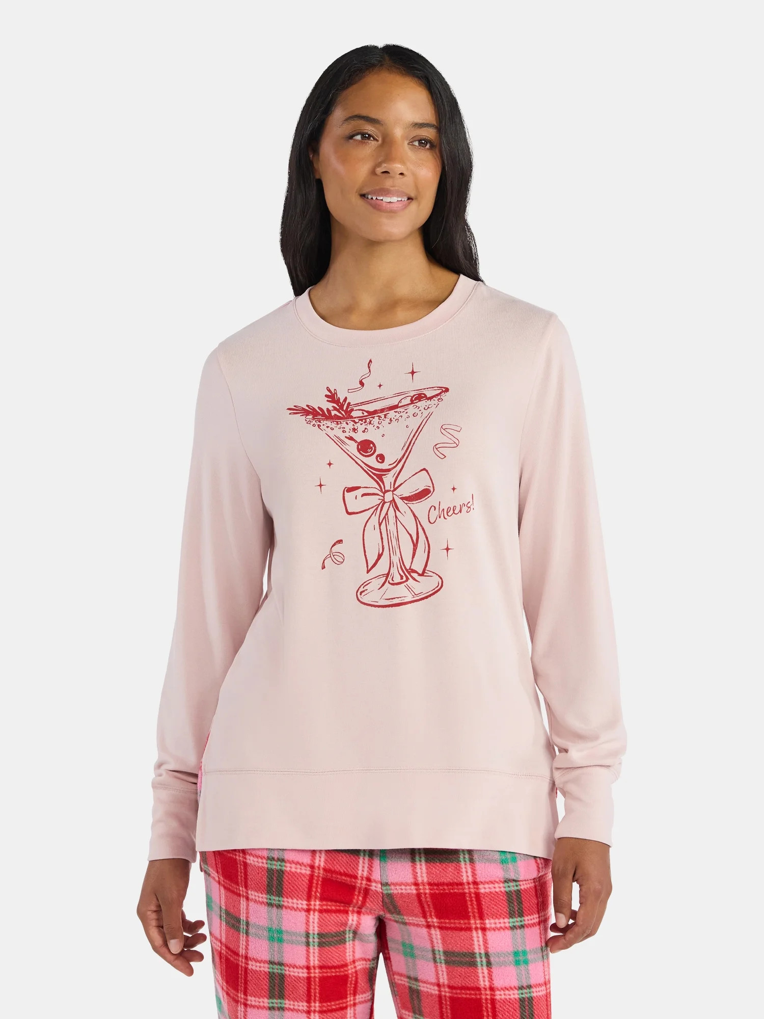 Women's Christmas Party Cheers Crewneck Hacci Top from Holiday Time, Sizes S-XXXL | Walmart (US)