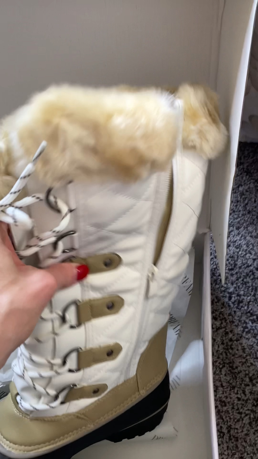 Snow boots that go up half way up my calf. 
Very soft and cozy inside 
Water proof 
Zips on the side
Wearing size 9

#LTKshoecrush #LTKVideo #LTKsalealert