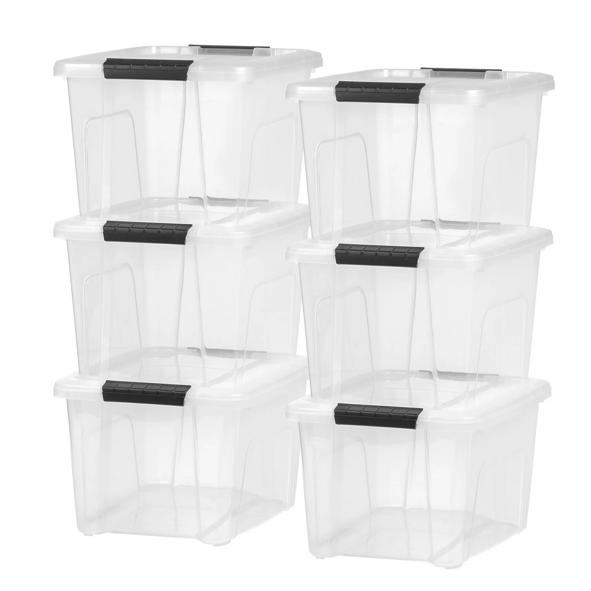 IRIS USA 20 Qt. Plastic Storage Bins with Lids, Clearl, Latching, Stackable, Totes   6Pk - Walmar... | Walmart (US)