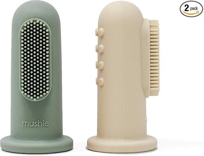 mushie Baby Finger Toothbrush (Cambridge Blue/Shifting Sand) 2-Pack | Amazon (US)