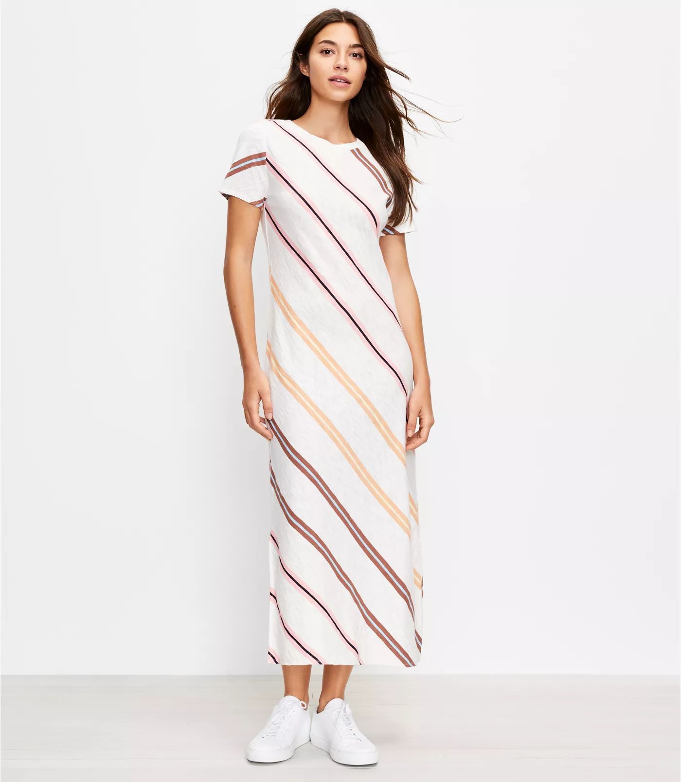 Lou & Grey Striped Cozy Jersey Midi Tee Dress | LOFT