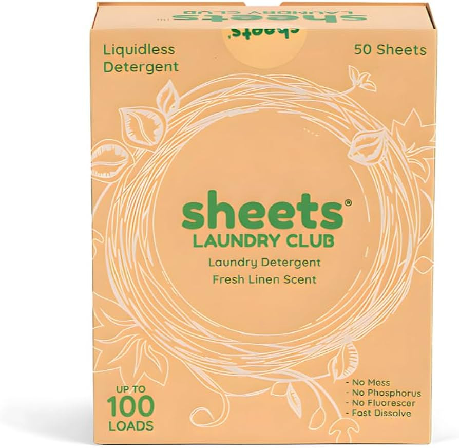 Sheets Laundry Club Laundry Detergent Sheets, 100 Loads - Fresh Linen Scent, Eco-Friendly, Quick-... | Amazon (US)