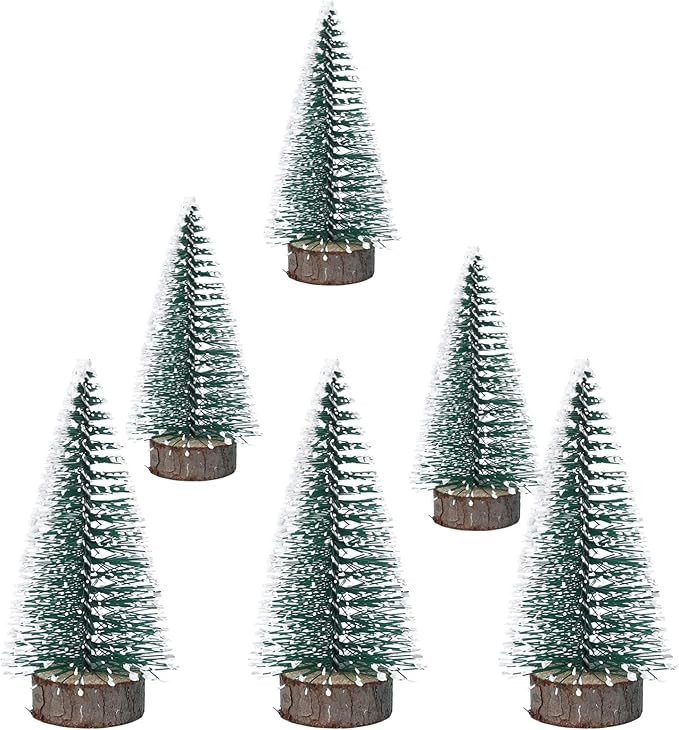 Tofficu 6pcs Bottle Brush Christmas Trees, Mini Tabletop Christmas Tree, Miniature Green Christma... | Amazon (US)