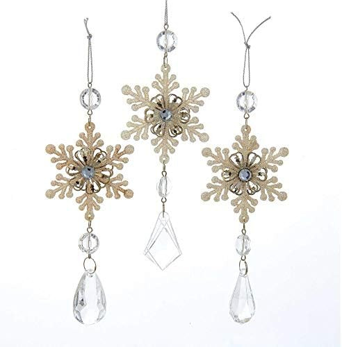 Kurt Adler Snowflake Drop Christmas Ornaments 3 Assorted | Amazon (US)