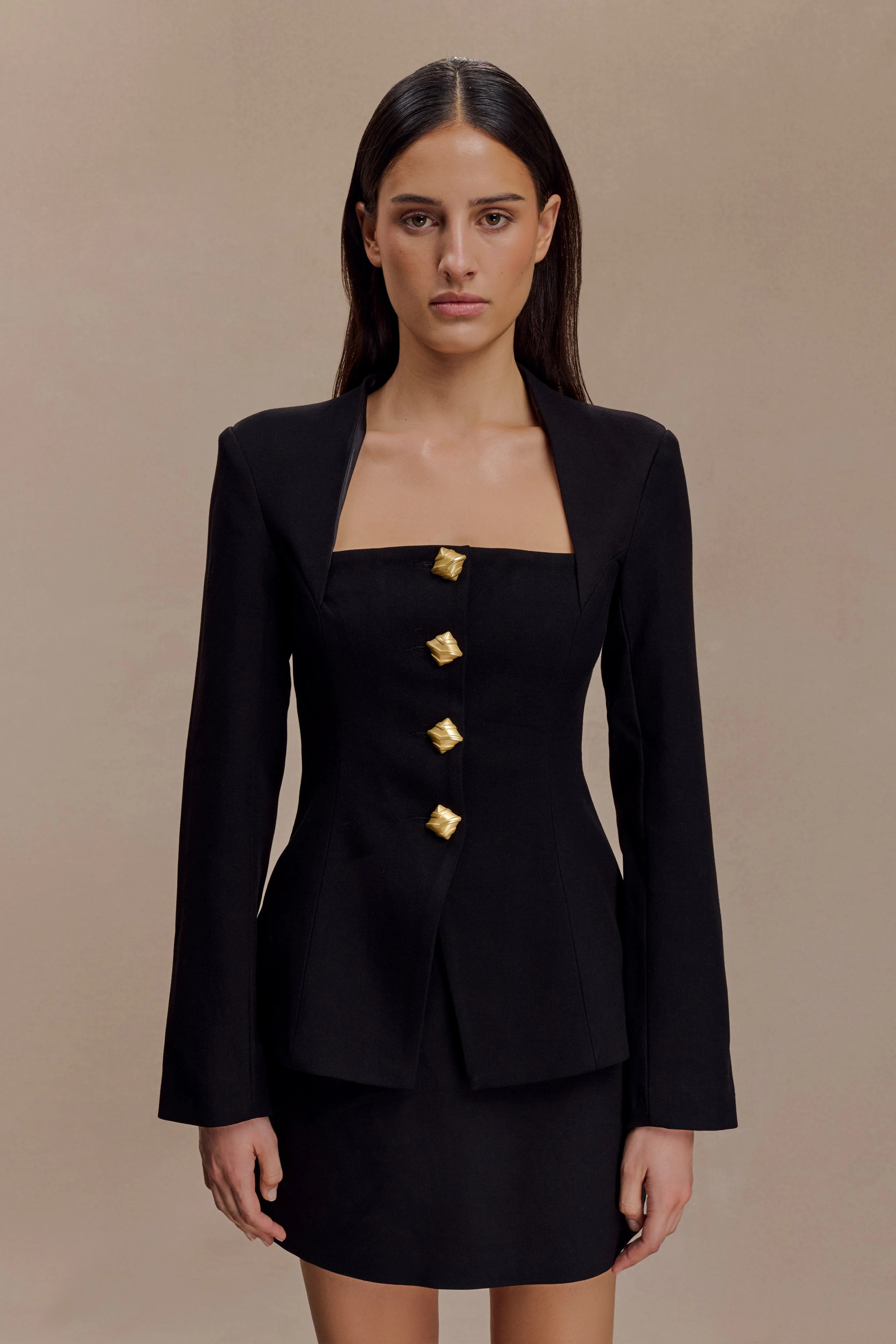 Christel Suiting Fitted Blazer - Black | Meshki UK