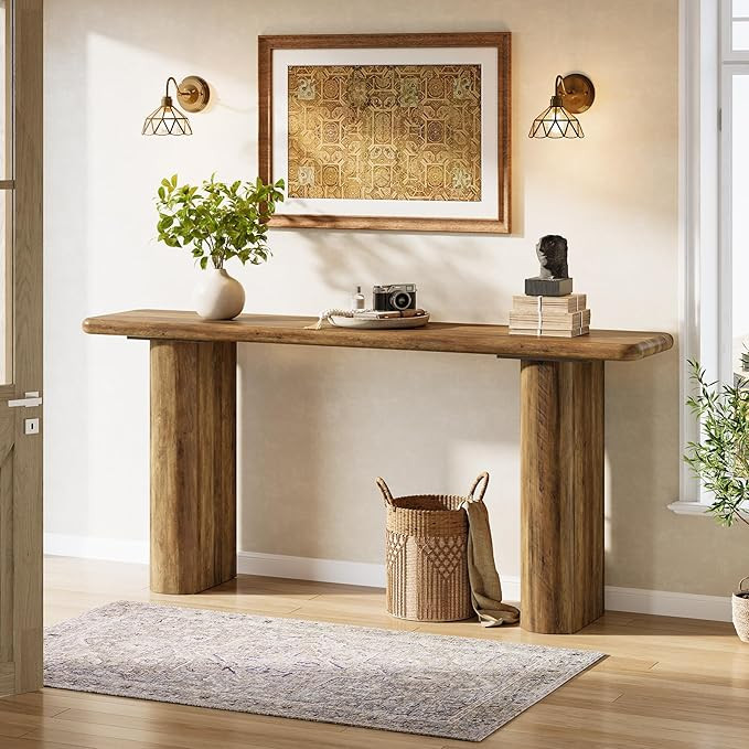 Tribesigns 63-Inch Long Console Table, Industrial Wooden Rectangular Sofa Table Behind Couch, Rus... | Amazon (US)