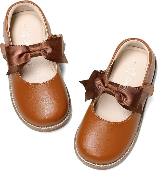 DREAM PAIRS Girls Mary Jane School Flats Dress Shoes | Wide toe Bow Flexible sole toddler ballet ... | Amazon (US)