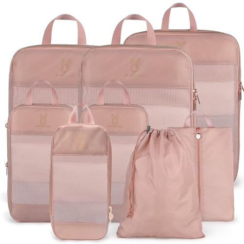 Expandable Compression Packing Cubes for Suitcases,6 Set Lightweight Compressible Travel Packing Organizer for Carry on Suitcase,Organizer Bags Set as Travel Essentials for Women | Amazon (US)