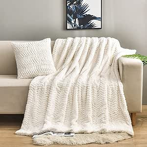 YUSOKI Luxury Double Sided Faux Fur Throw Blanket(Without Pillows),Soft Fuzzy Fluffy Cozy Blanket... | Amazon (US)