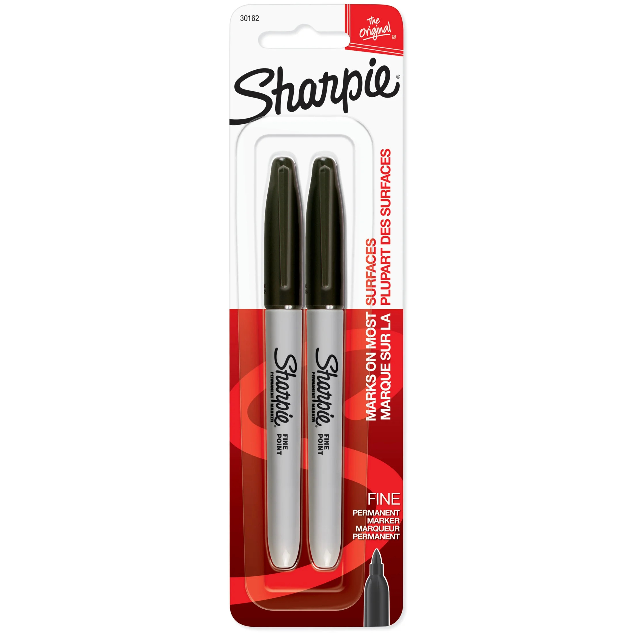 Sharpie Permanent Markers, Fine Point, Black, 2 Count | Walmart (US)