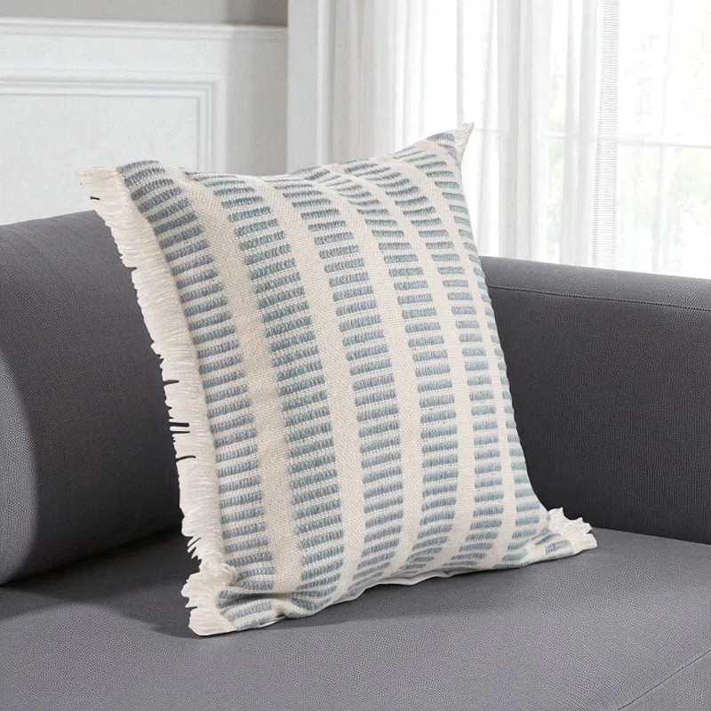 20" Blue And Ivory Striped Throw Pillow | Wayfair North America