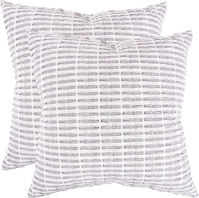 KAF Home Pleated Please Pillow Cover 20 x 20-inch 100-Percent Cotton (Gray/White) Set of 2 | Amazon (CA)