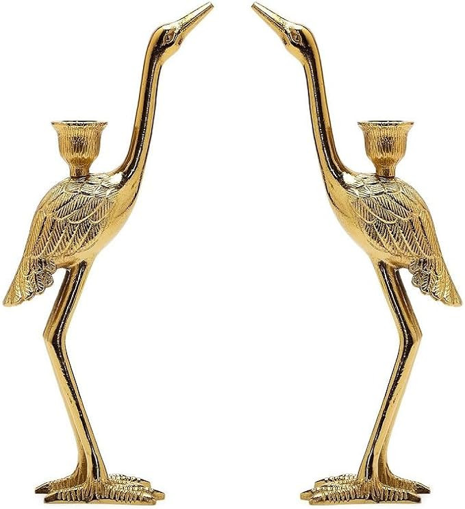 Two's Company Crane Candle Holder, 12.25-inches Height, Aluminum, Gold, Set of 2, Home Décor | Amazon (US)