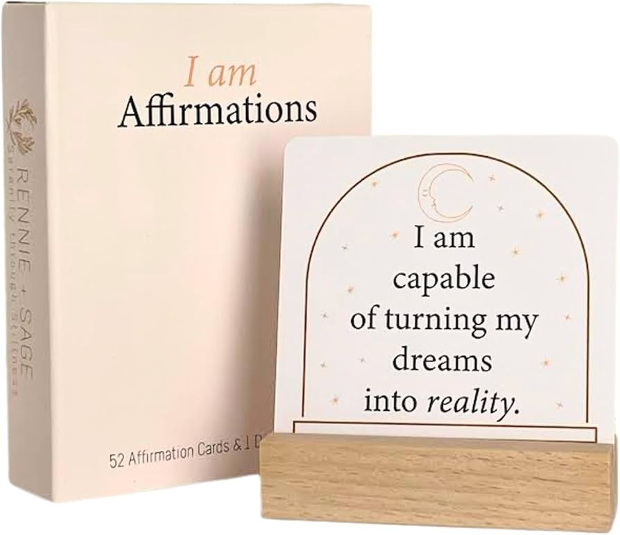 Affirmation Cards for Women | I Am Positive Affirmation Cards | 52 Positive Decor Cards with Wood... | Amazon (US)