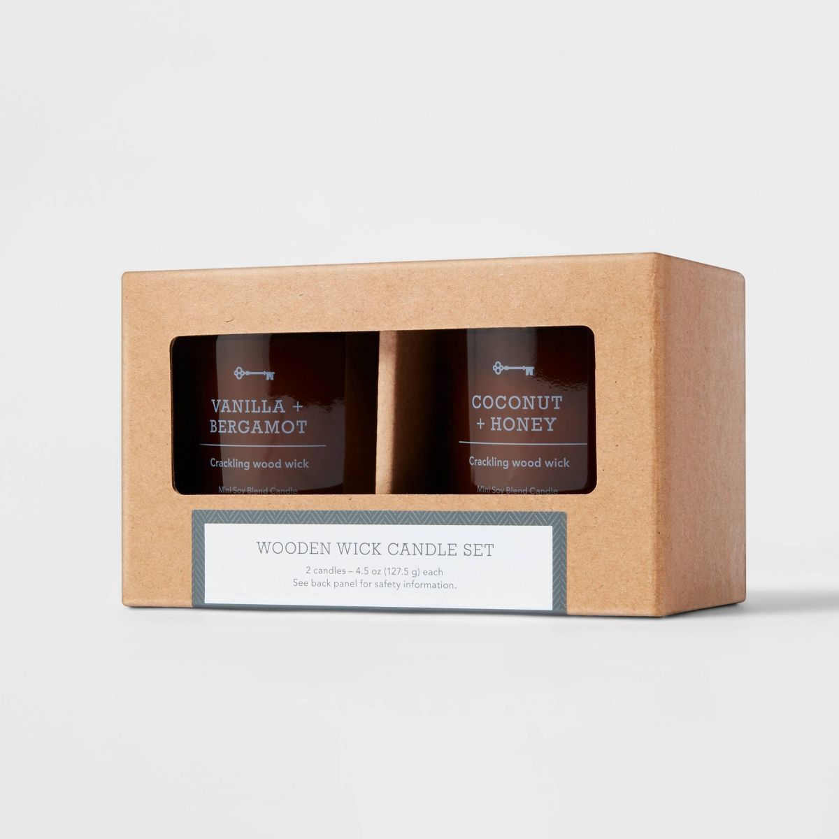 Set of 2 4.5oz Woodwick Amber Glass Candle Gift Set Coconut + Honey & Vanilla + Bergamot - Thresh... | Target