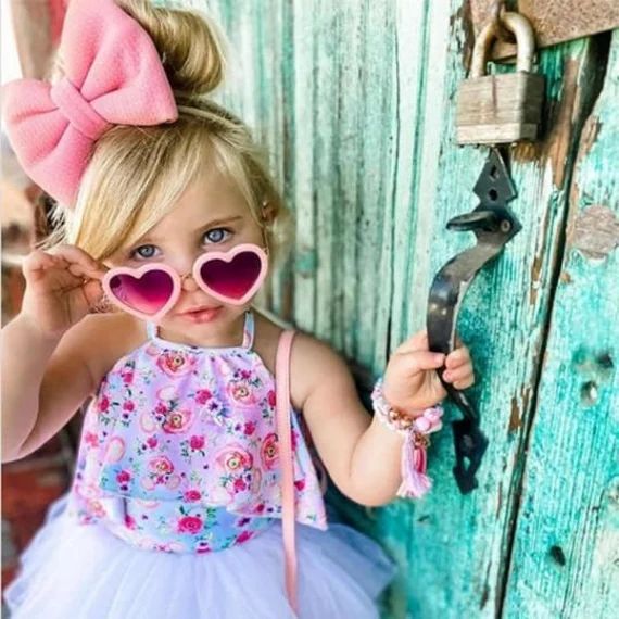 Pink Heart Shaped Sunglasses for Kids & Babies, Heart little girl Sunglasses, Eyewear For Baby, L... | Etsy (US)