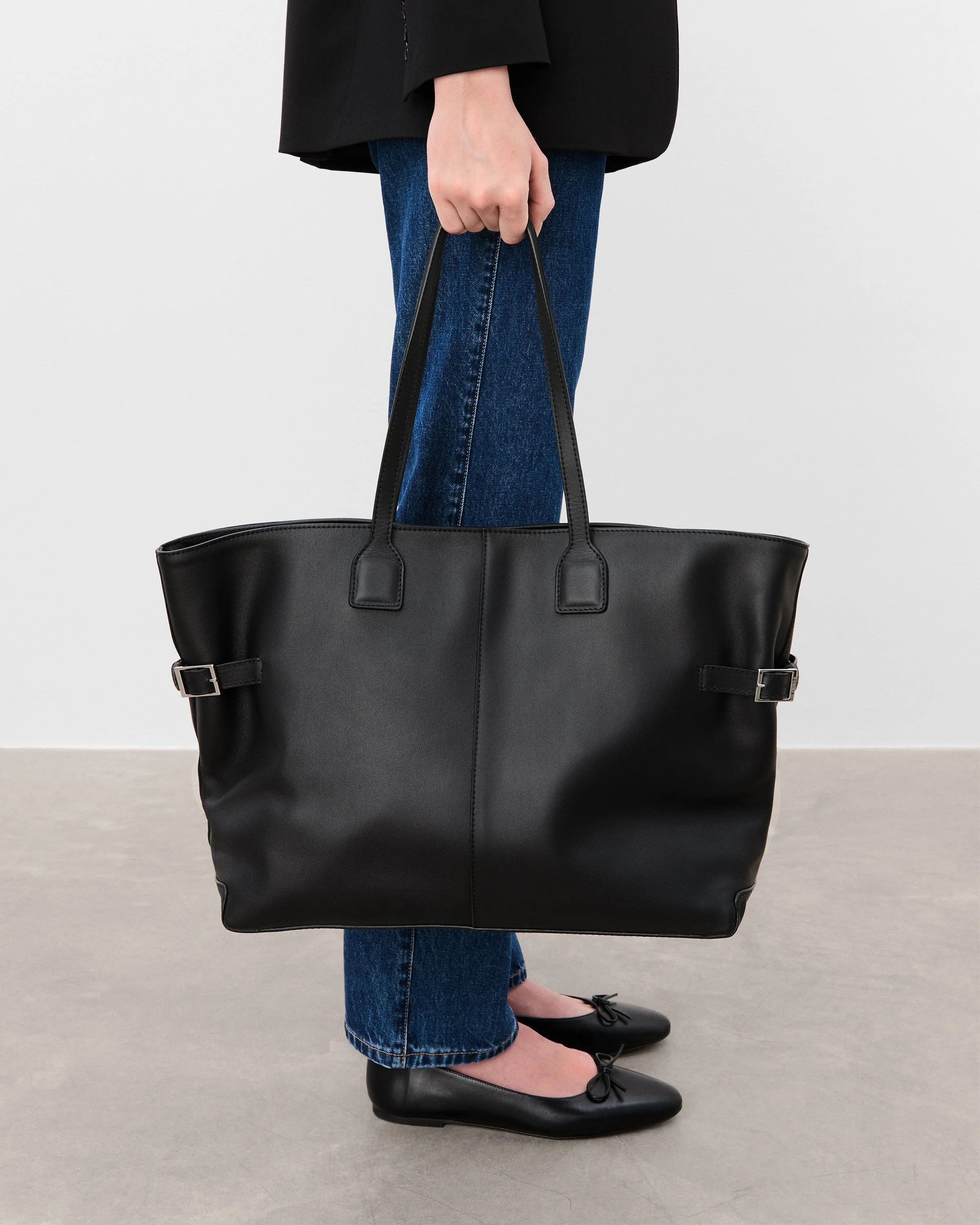 Lesley Tote Bag Leather Black | Flattered
