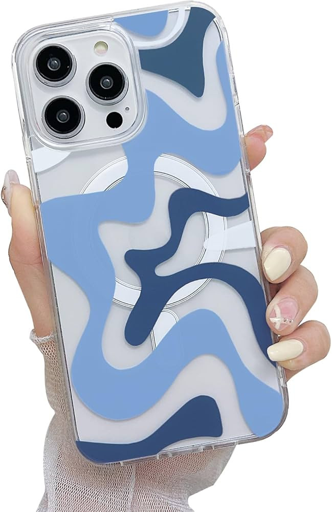 Magnetic Designed for iPhone 16 Pro Case [Compatible with MagSafe], Cute Art Wavy Painted TPU Edg... | Amazon (US)